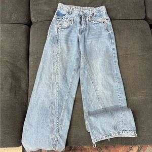 Zara Light Wash High-Rise Straight Leg Jeans